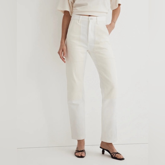 Madewell The Perfect Vintage Two-Tone Straight Jeans (white/cream) NWT - Picture 9 of 9